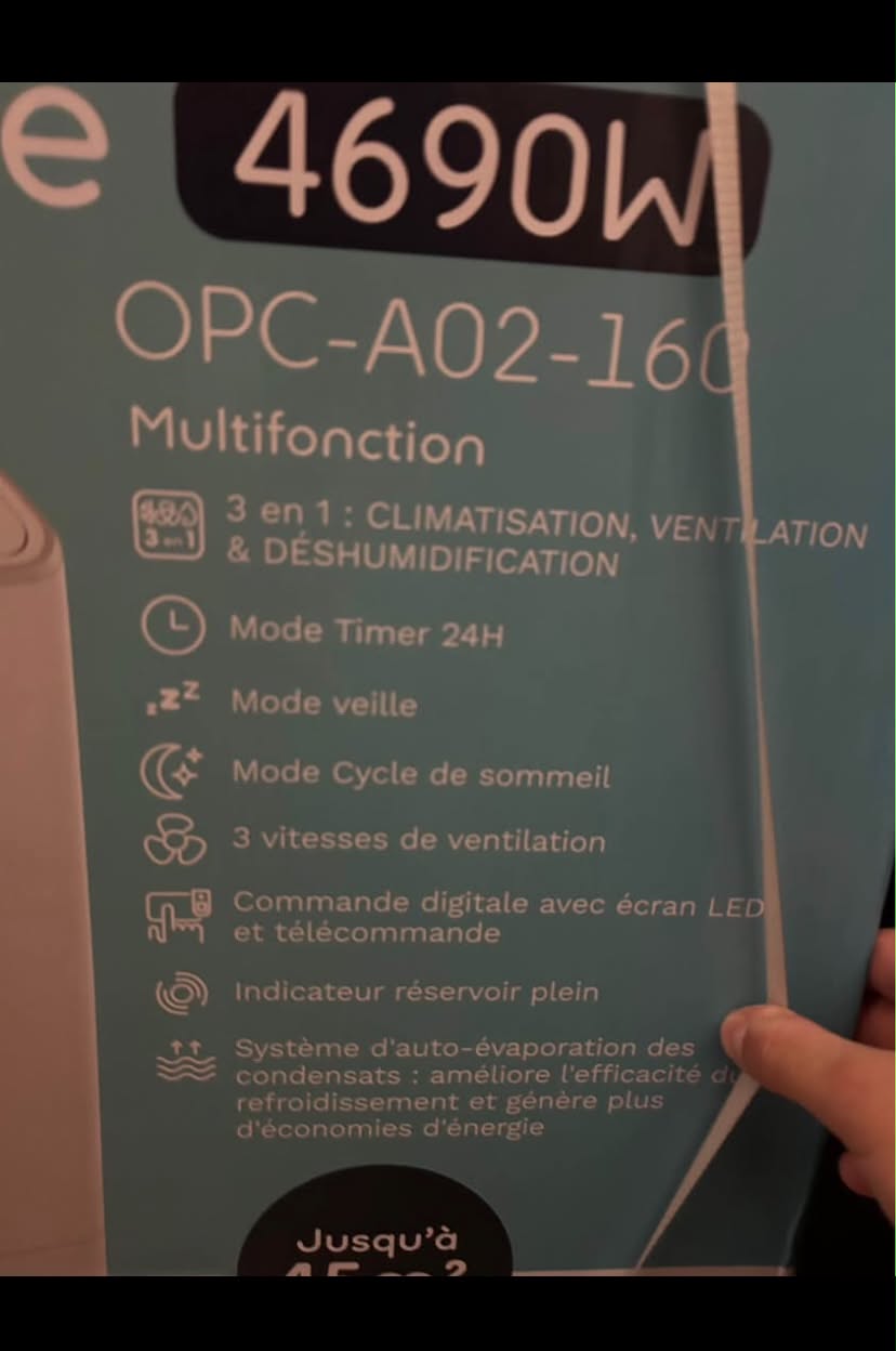 📦 Climatiseur mobile Optimea 16000 btu– Neuf
